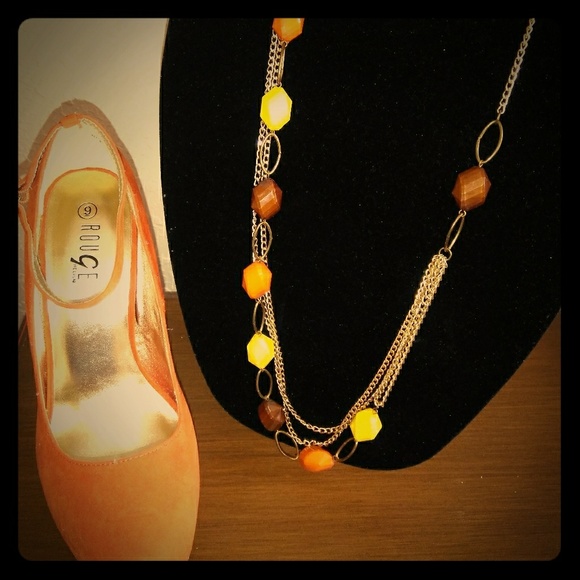 Rouge Helium Shoes - Orange Suede Heels